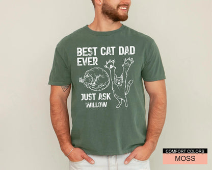 Custom Best Cat Dad Ever Shirt, Personalized Cat Name Tee for Fathers Day