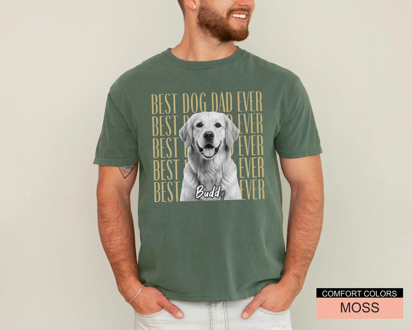 Personalized Dog Photo Dad Shirt, Custom Pet Picture Tee, Husband Present from Wife