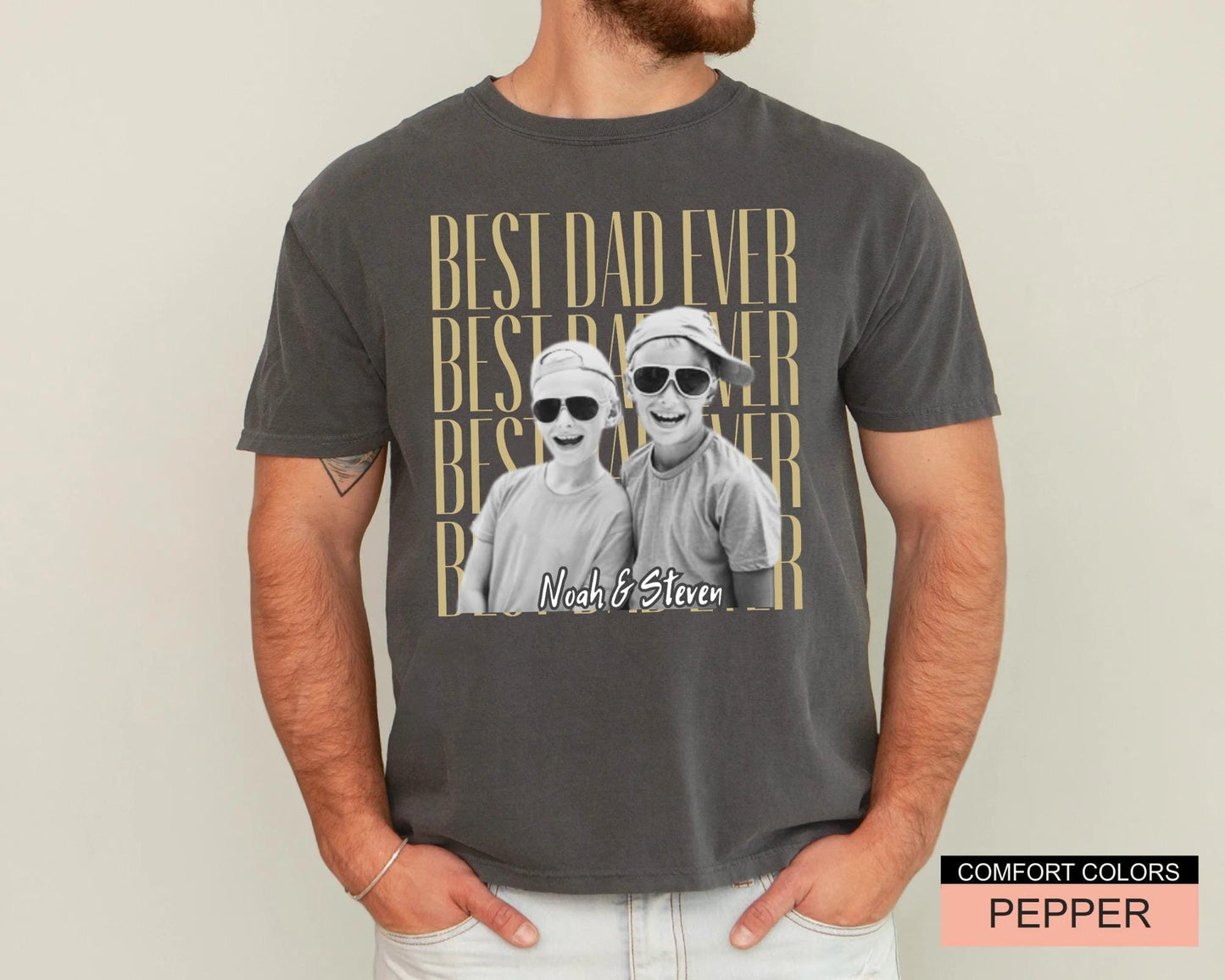 Dad Shirt With Kids Pictures - Personalized Fathers Day Photo Gift From Wife