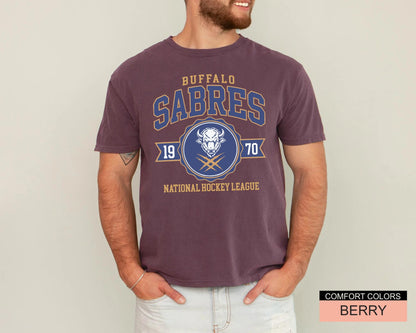 Custom School Hockey Shirt, Personalized Buffalo Hockey Tee