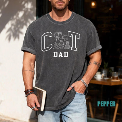 Custom Cat Dad Photo Shirt - Personalized Portrait Gift