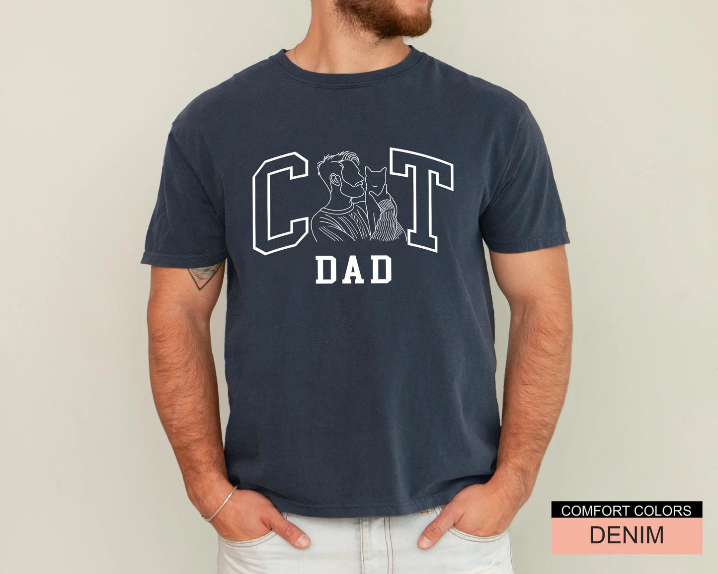 Custom Cat Dad Photo Shirt - Personalized Portrait Gift