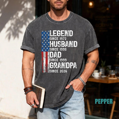 Custom Date Legend Husband Dad Grandpa Shirt, Fathers Day Tee