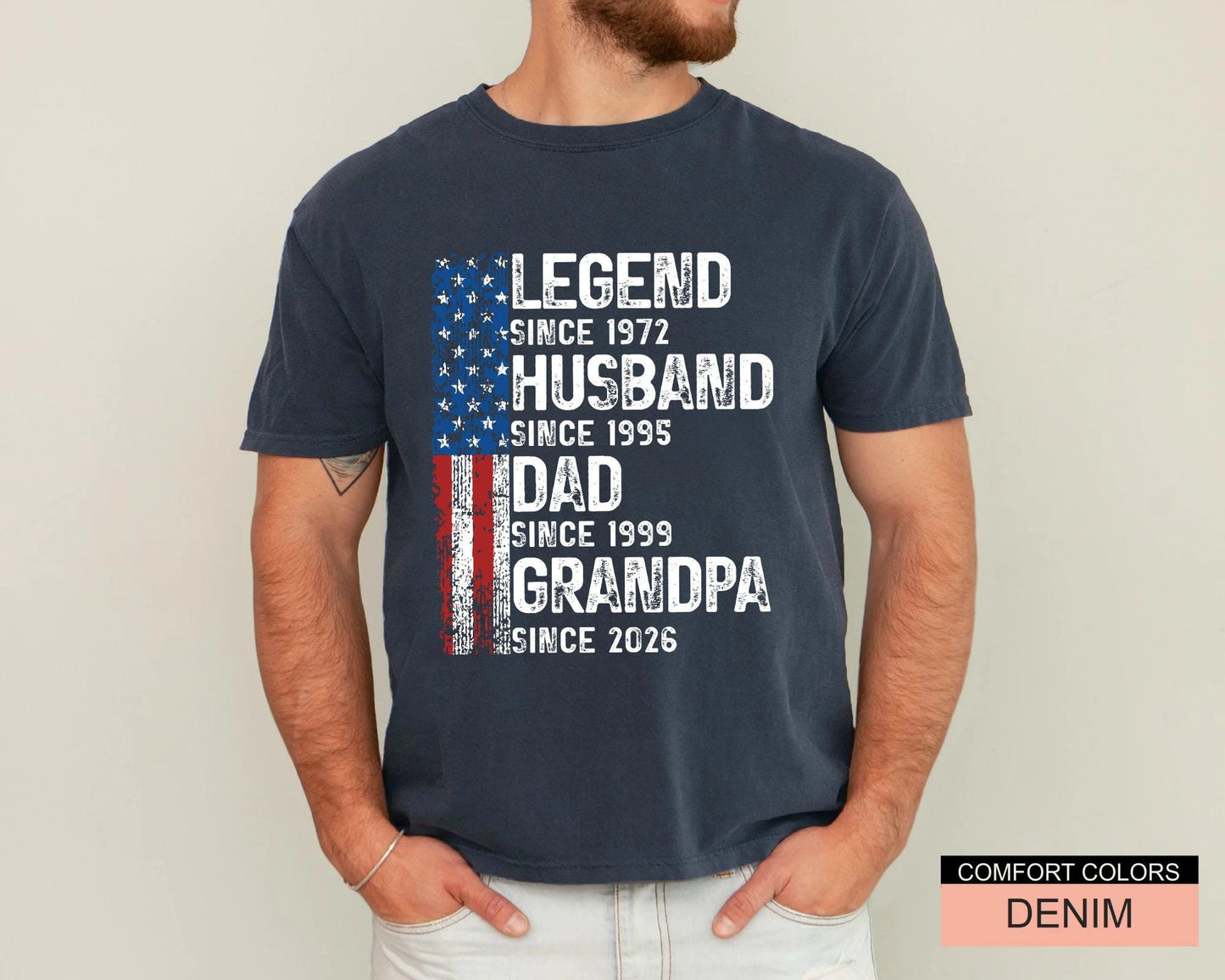 Custom Date Legend Husband Dad Grandpa Shirt, Fathers Day Tee
