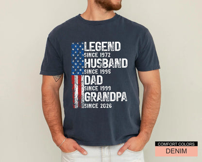 Custom Date Legend Husband Dad Grandpa Shirt, Fathers Day Tee