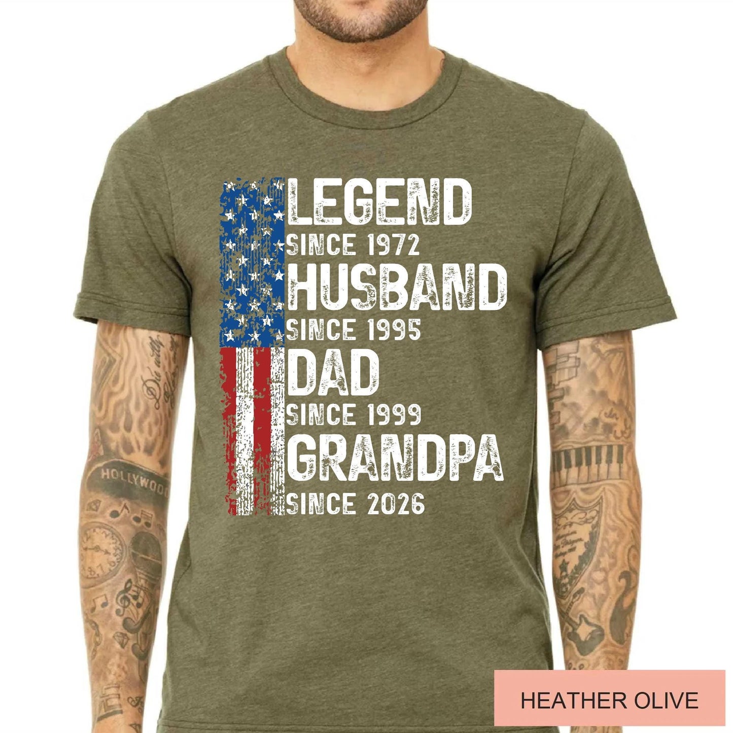 Custom Date Legend Husband Dad Grandpa Shirt, Fathers Day Tee