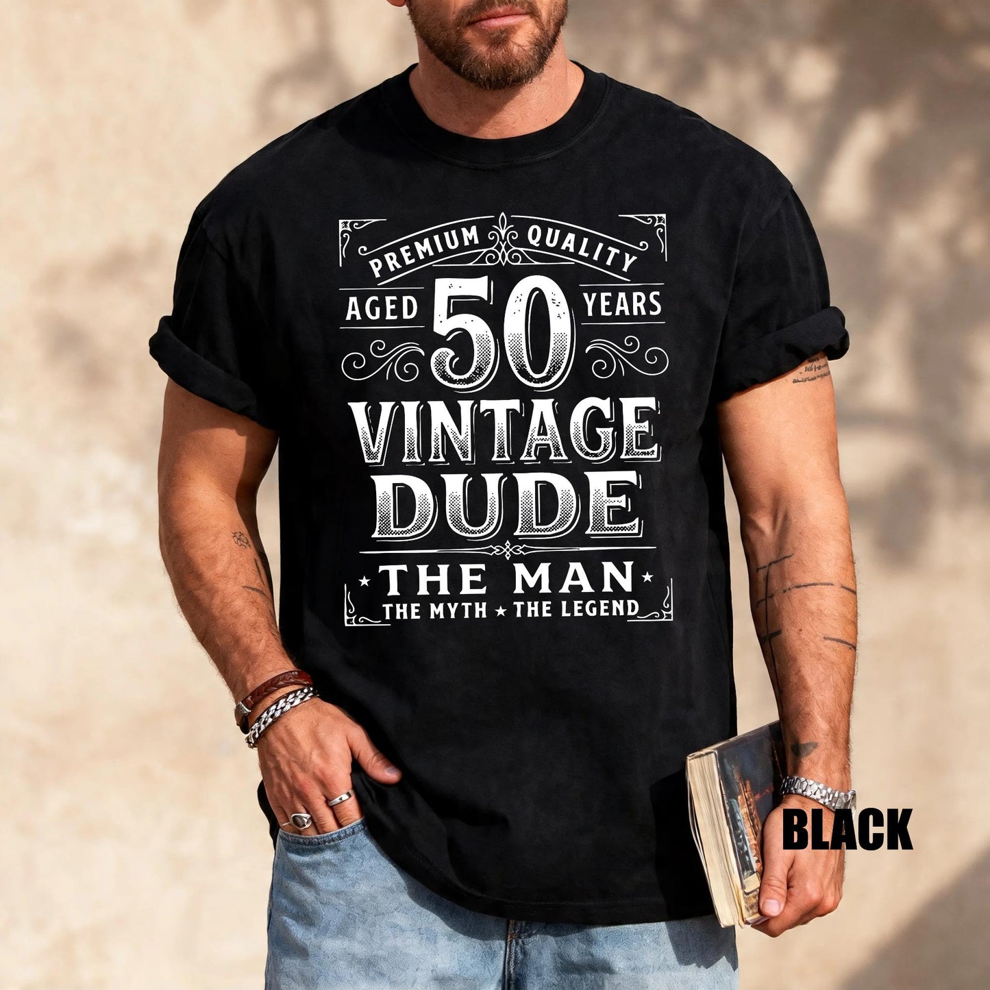 Vintage Dude 50 Years Old Shirt, Custom Mens 50th Birthday Tshirt