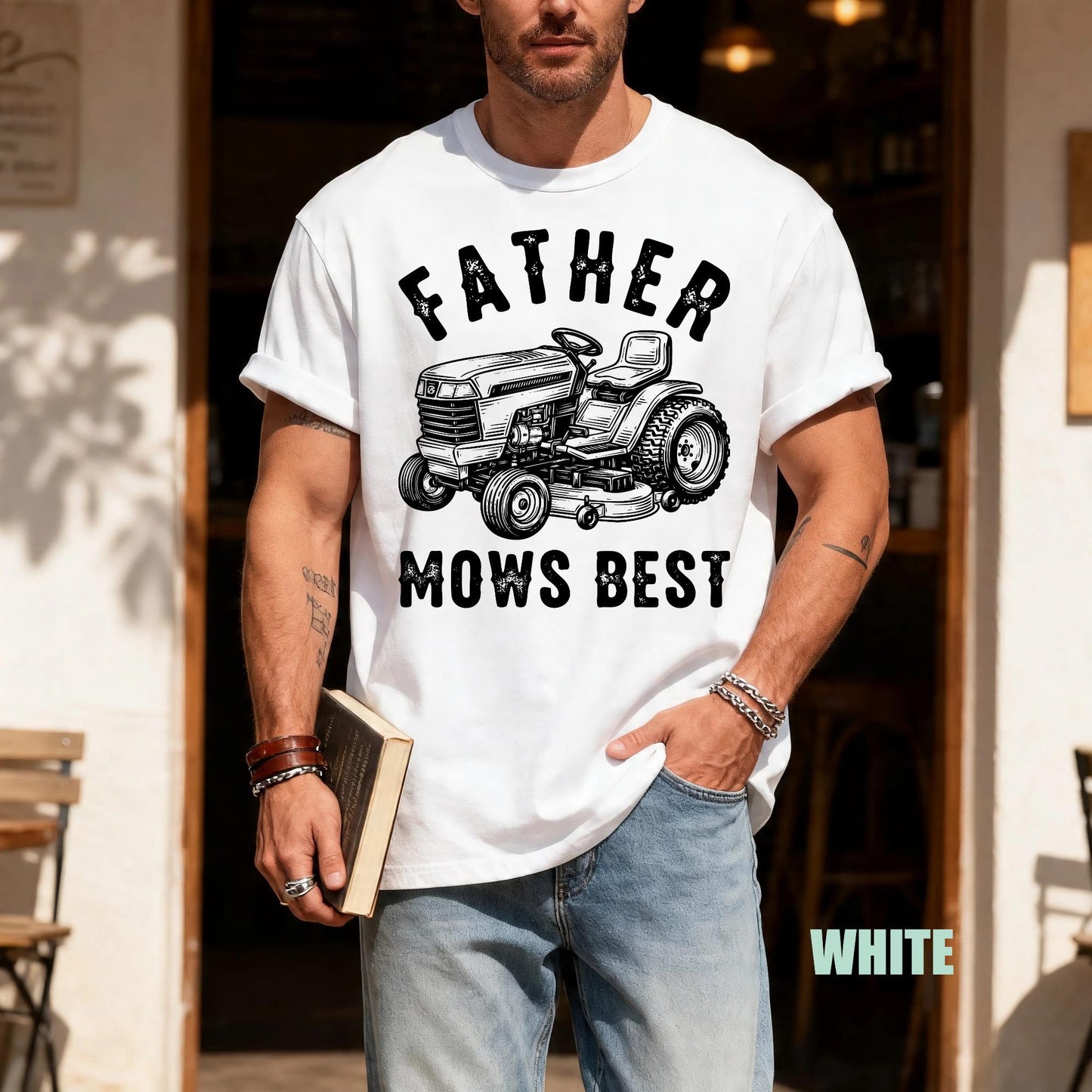 Father Mows Best Shirt, Riding Lawn Mower Tee