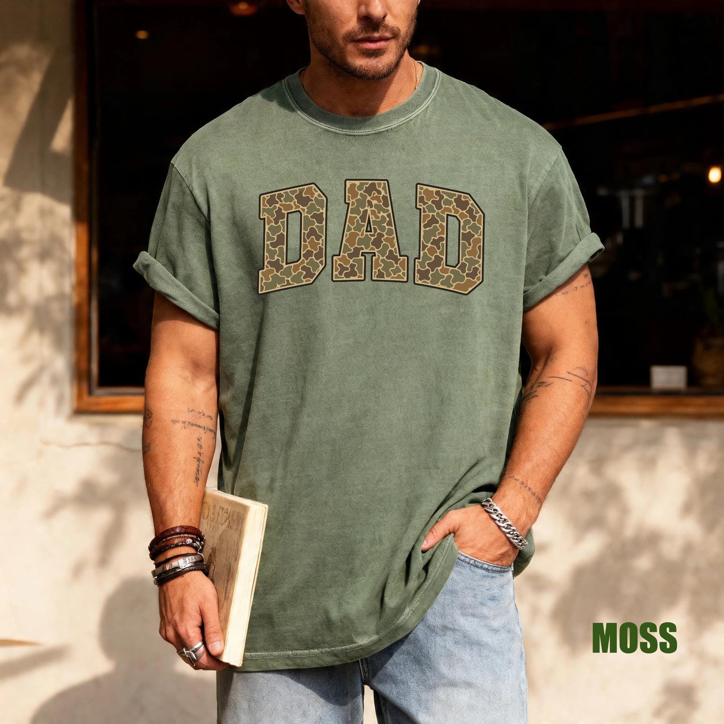 Army Father Tee - Camouflage Letters Dad Tshirt