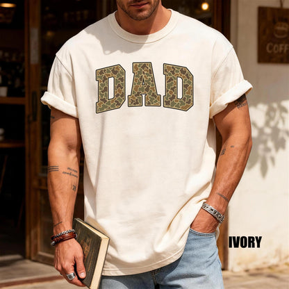 Army Father Tee - Camouflage Letters Dad Tshirt