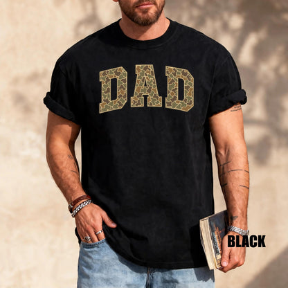 Army Father Tee - Camouflage Letters Dad Tshirt