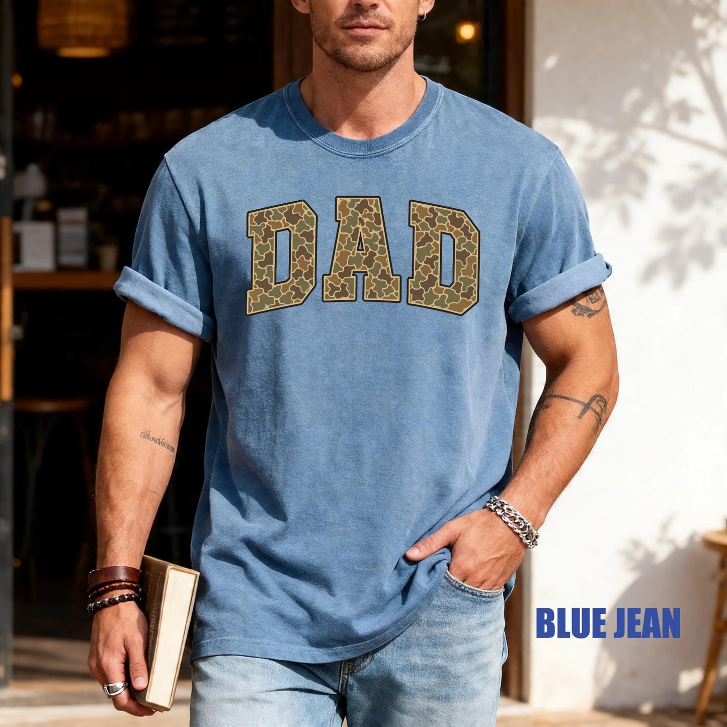 Army Father Tee - Camouflage Letters Dad Tshirt