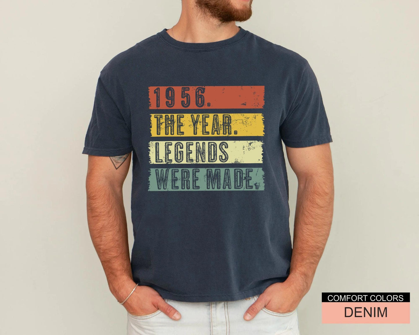 Seventieth Birthday Gift for Dad Grandpa, Vintage 1956 Legends Were Made Tee