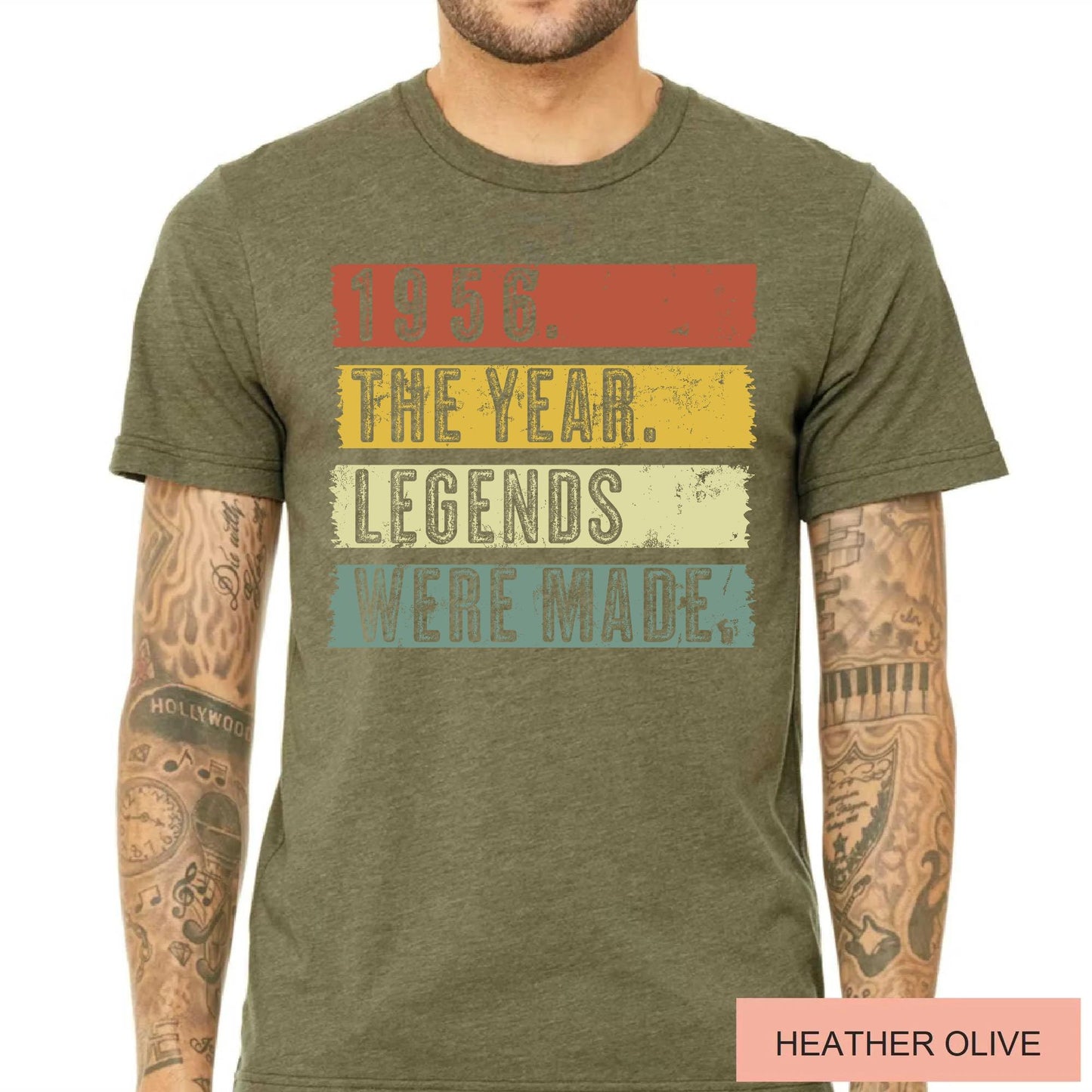 Seventieth Birthday Gift for Dad Grandpa, Vintage 1956 Legends Were Made Tee