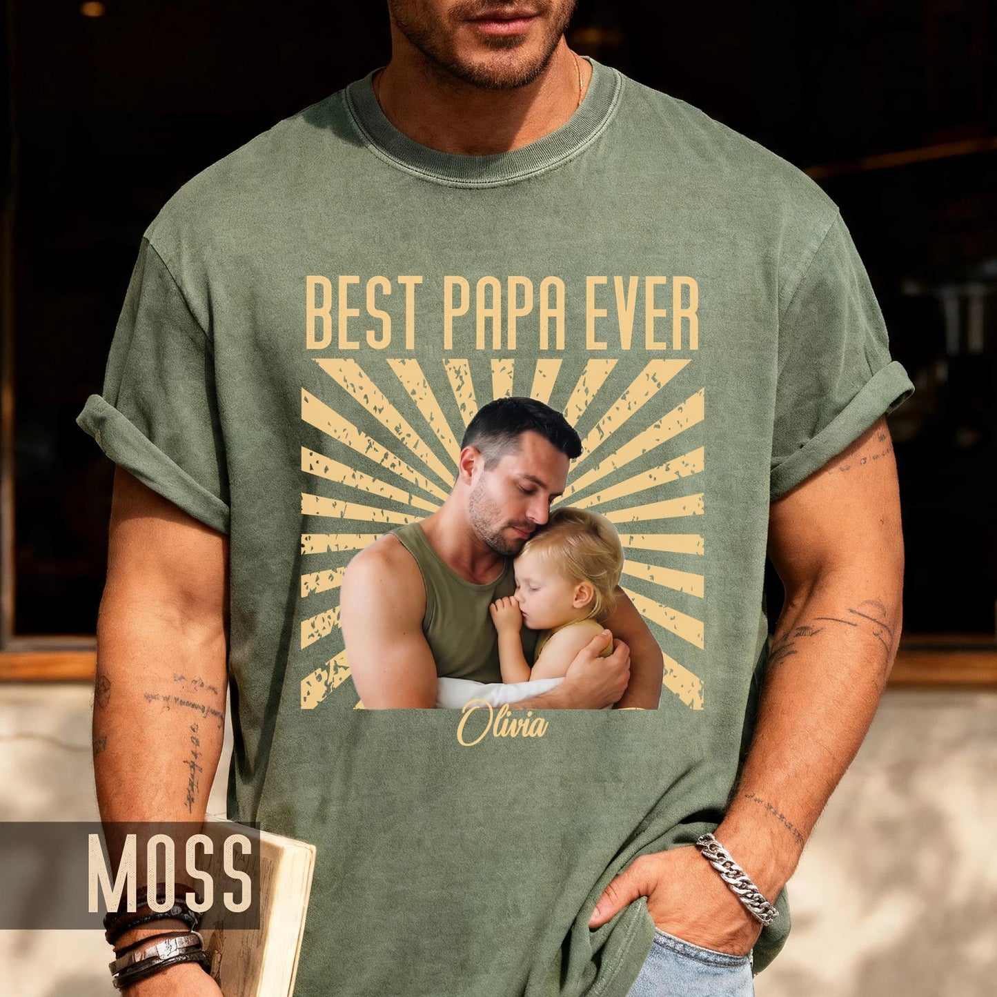 Vintage Photo Best Papa Ever Shirt, Fathers Day Grandfather Gift for Dad