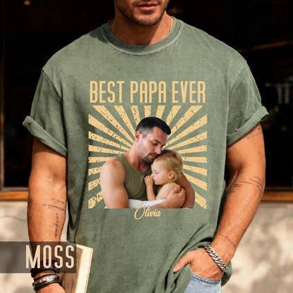 Vintage Photo Best Papa Ever Shirt, Fathers Day Grandfather Gift for Dad
