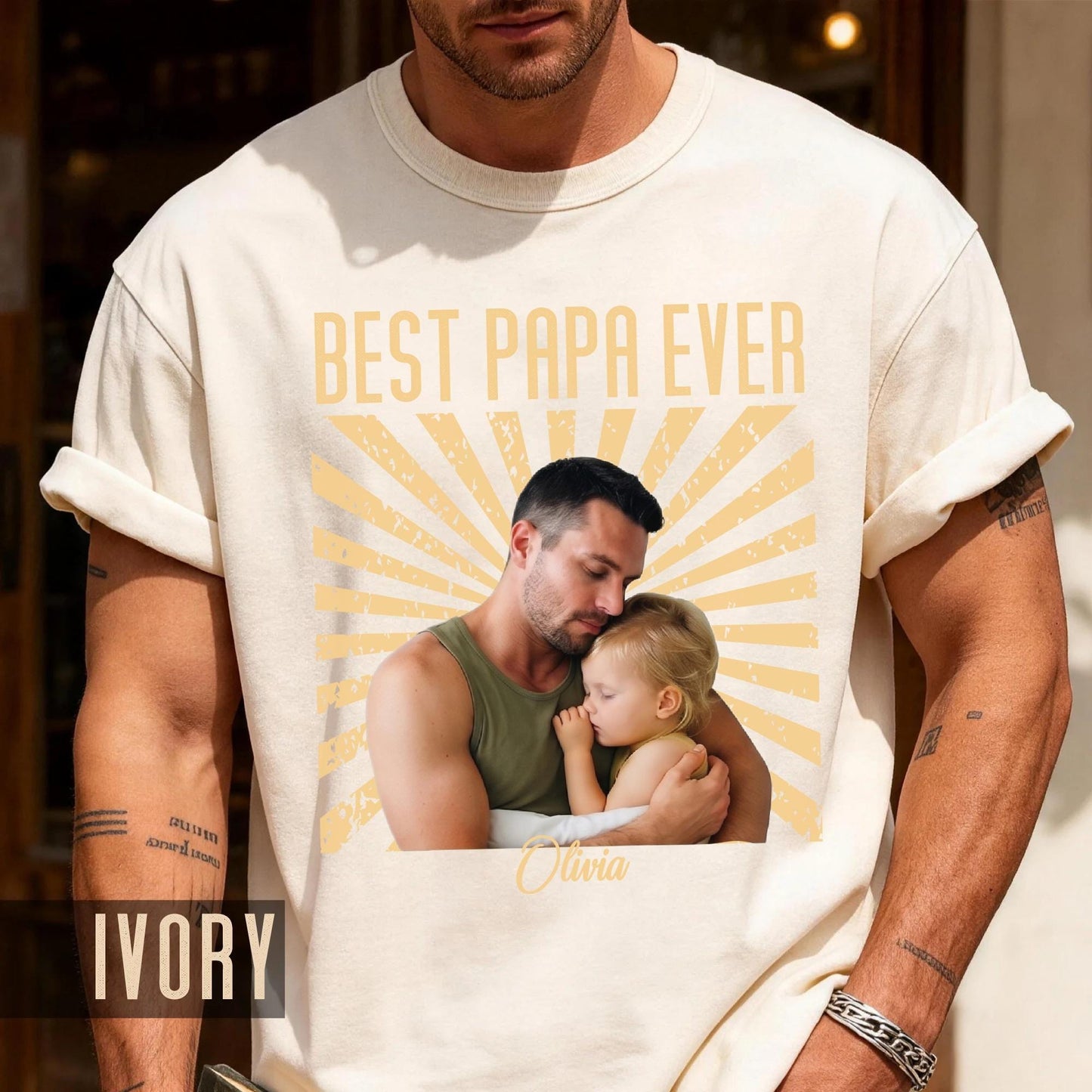 Vintage Photo Best Papa Ever Shirt, Fathers Day Grandfather Gift for Dad