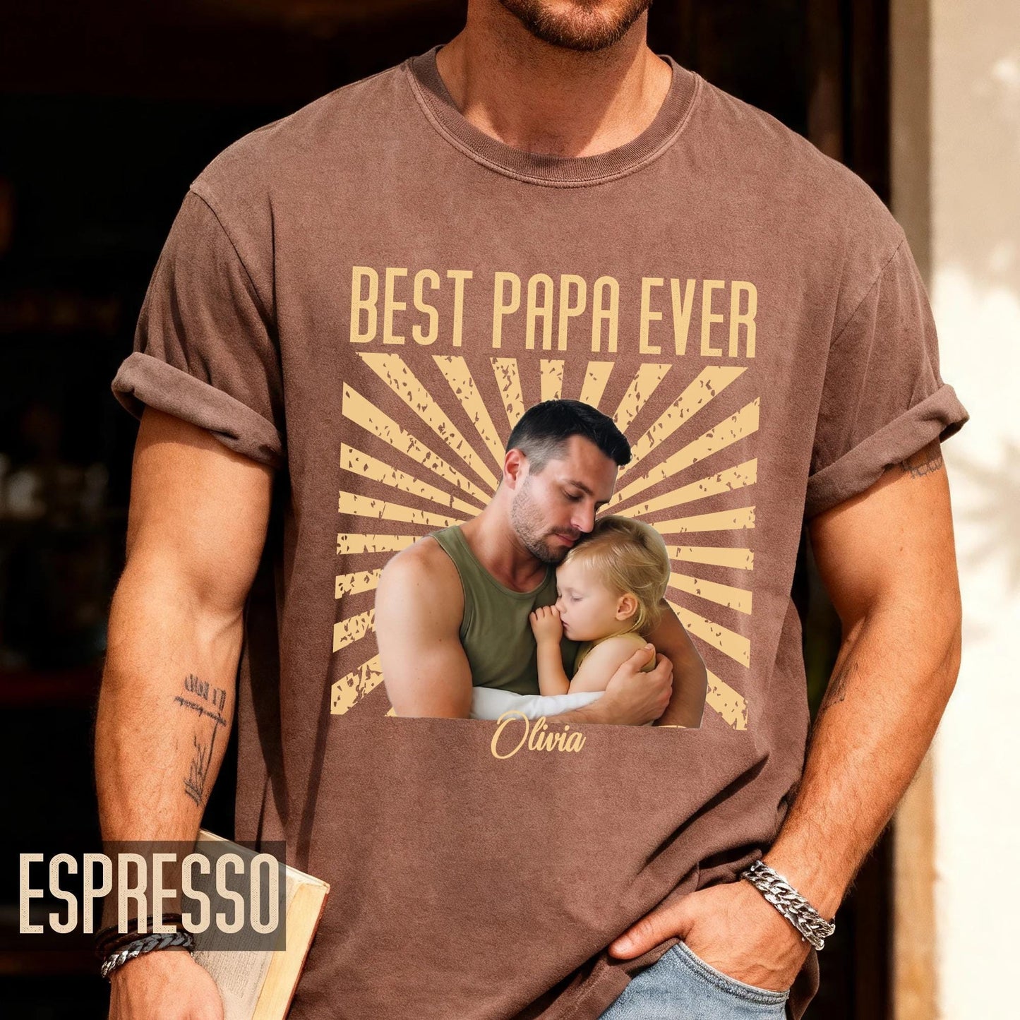 Vintage Photo Best Papa Ever Shirt, Fathers Day Grandfather Gift for Dad