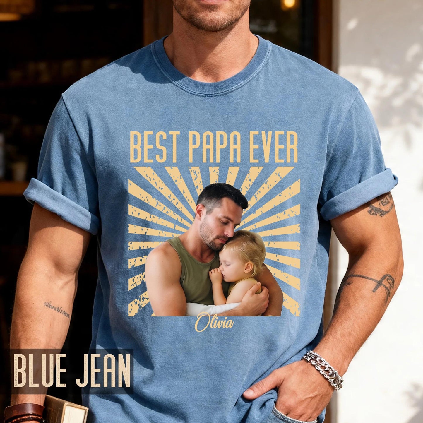 Vintage Photo Best Papa Ever Shirt, Fathers Day Grandfather Gift for Dad