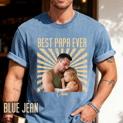 Vintage Photo Best Papa Ever Shirt, Fathers Day Grandfather Gift for Dad