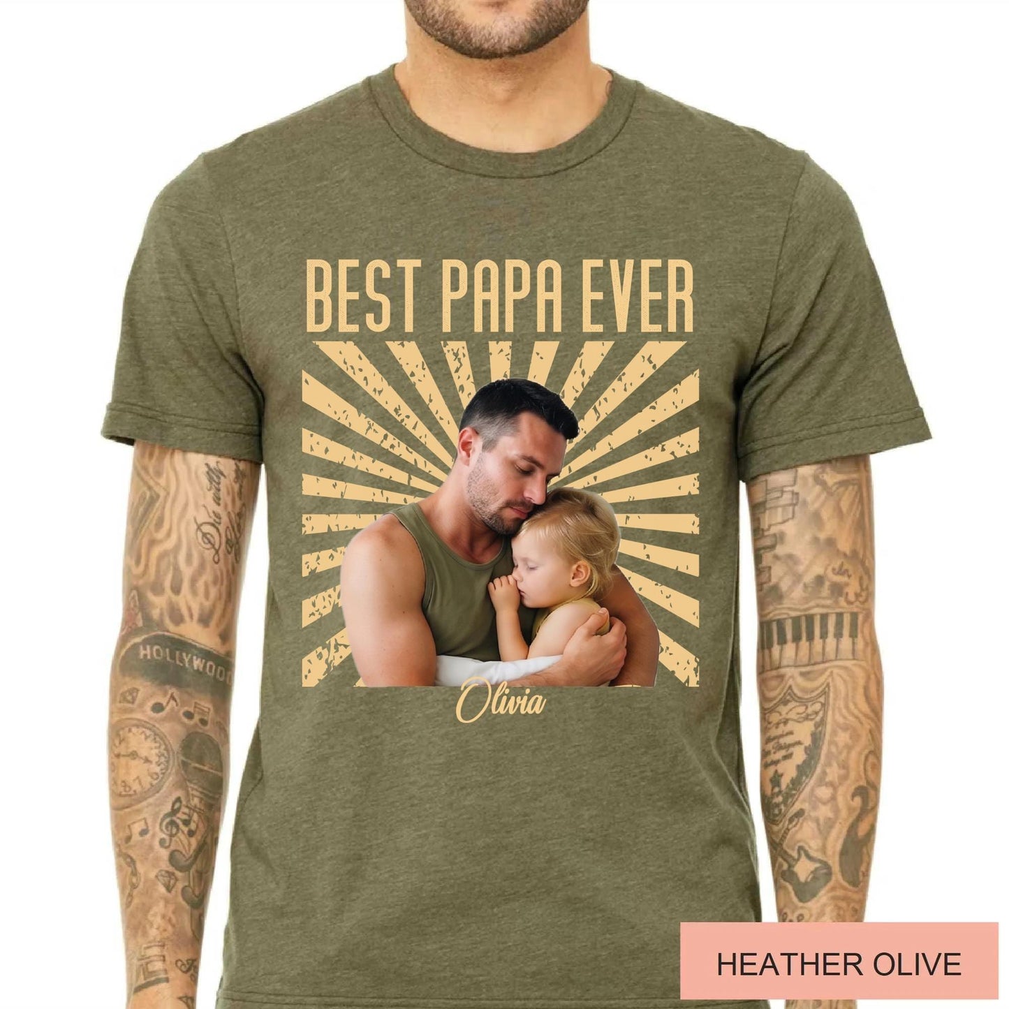 Vintage Photo Best Papa Ever Shirt, Fathers Day Grandfather Gift for Dad