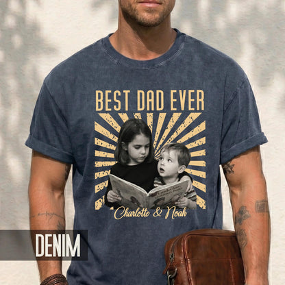Best Dad Ever Vintage Children Photo Shirt - First Fathers Day Gift  From Kids- Husband Dad Tee
