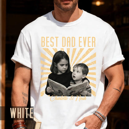 Best Dad Ever Vintage Children Photo Shirt - First Fathers Day Gift  From Kids- Husband Dad Tee