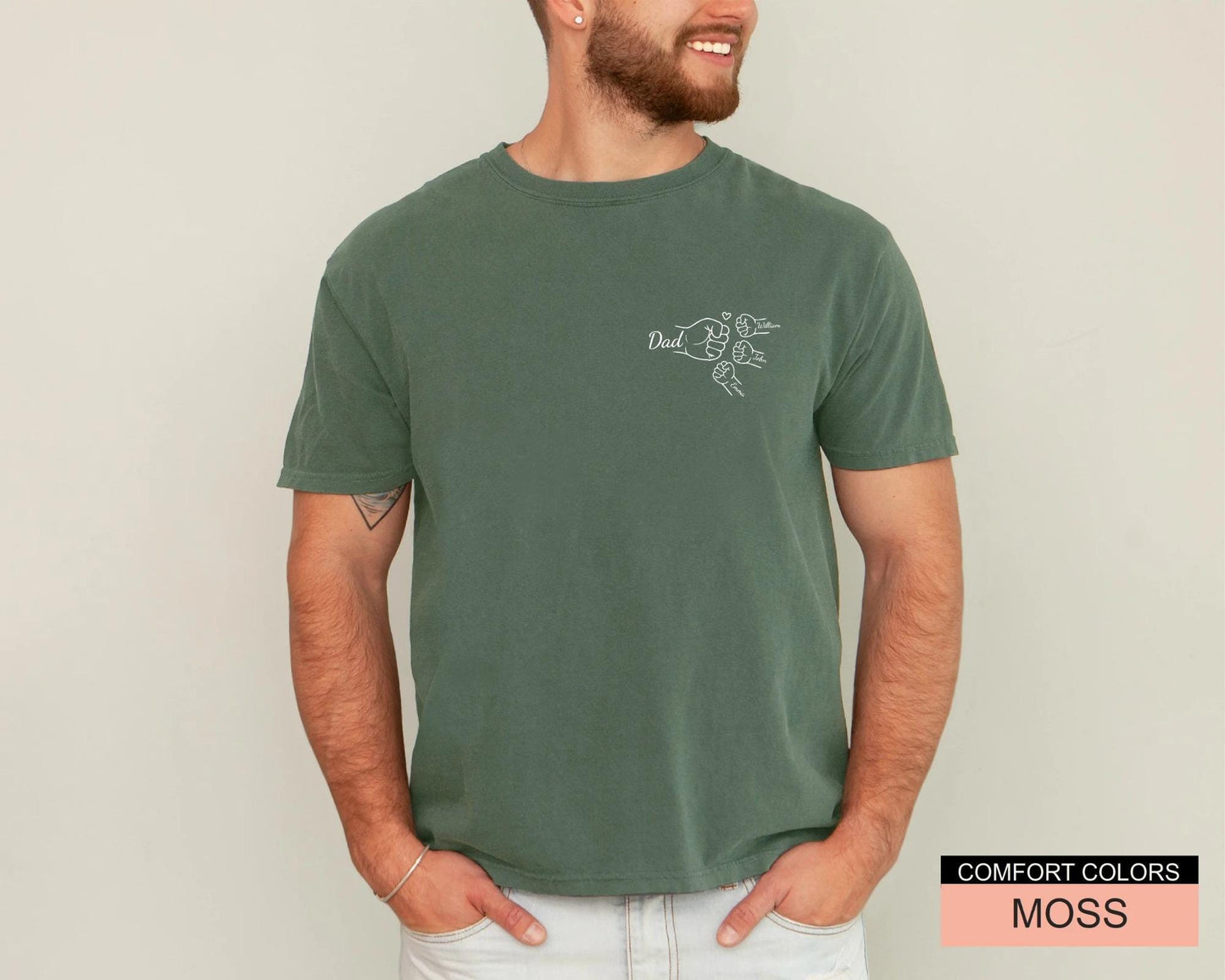 Personalized Dad Fist Bump Shirt, With Kids Names Custom Father's Day Gift Tee
