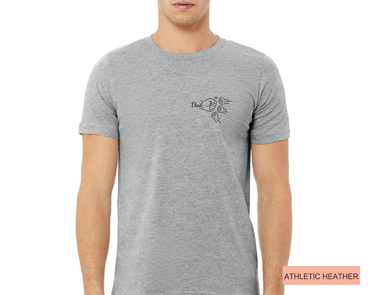 Personalized Dad Fist Bump Shirt, With Kids Names Custom Father's Day Gift Tee