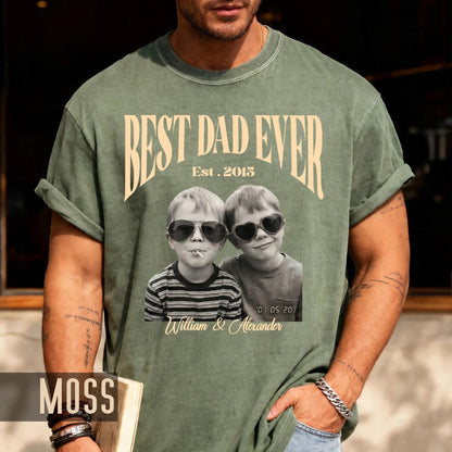 Custom Dad Vintage Photo Shirt, Fathers Day Shirt With Kids Pictures, Best Dad Ever Shirt