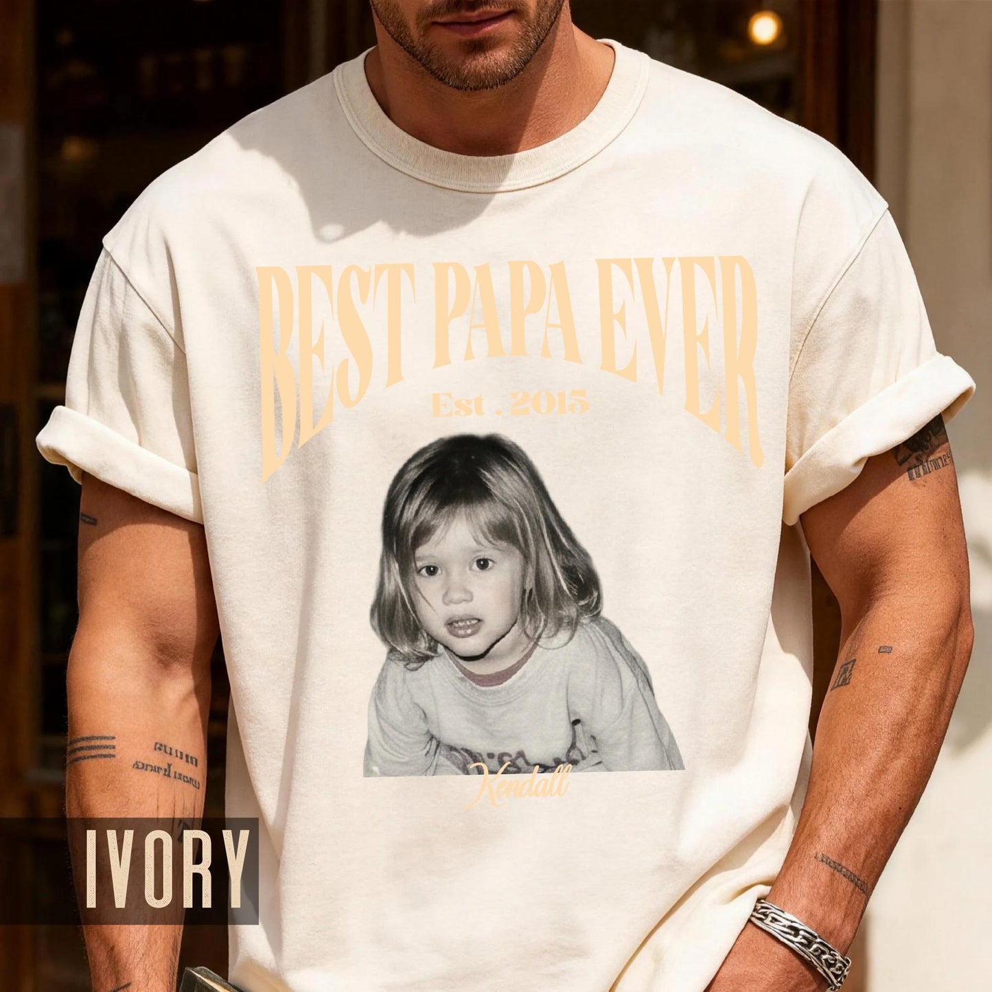 Best Papa Ever Shirt - Custom Fathers Day Gift with Kids Pictures for Grandpa