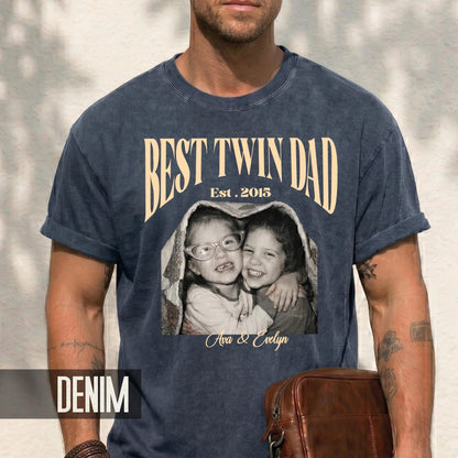 Twin Photo Dad Shirt, New Twin Father Gift, First Time Daddy Tee