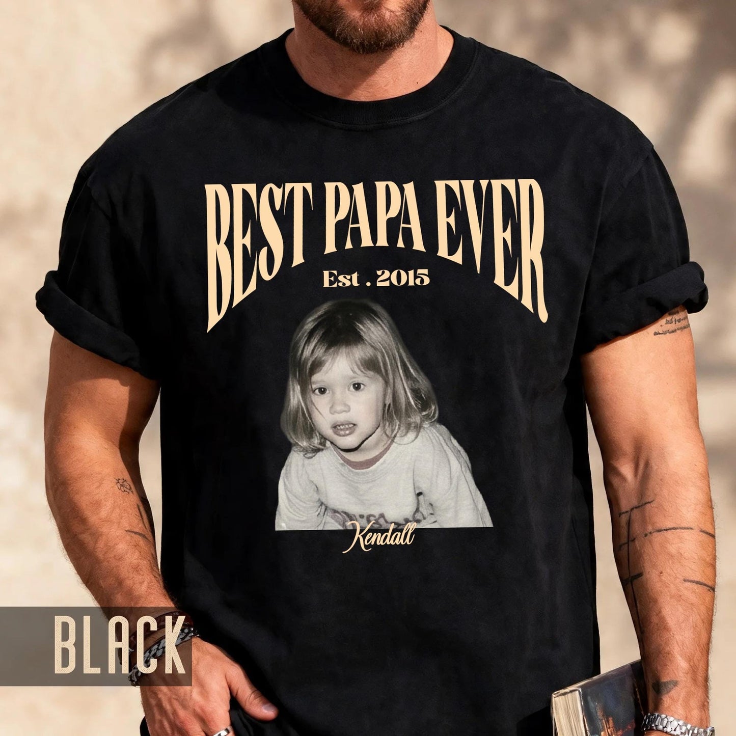 Best Papa Ever Shirt - Custom Fathers Day Gift with Kids Pictures for Grandpa