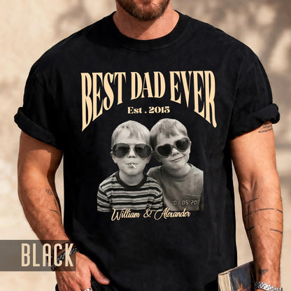 Custom Dad Vintage Photo Shirt, Fathers Day Shirt With Kids Pictures, Best Dad Ever Shirt