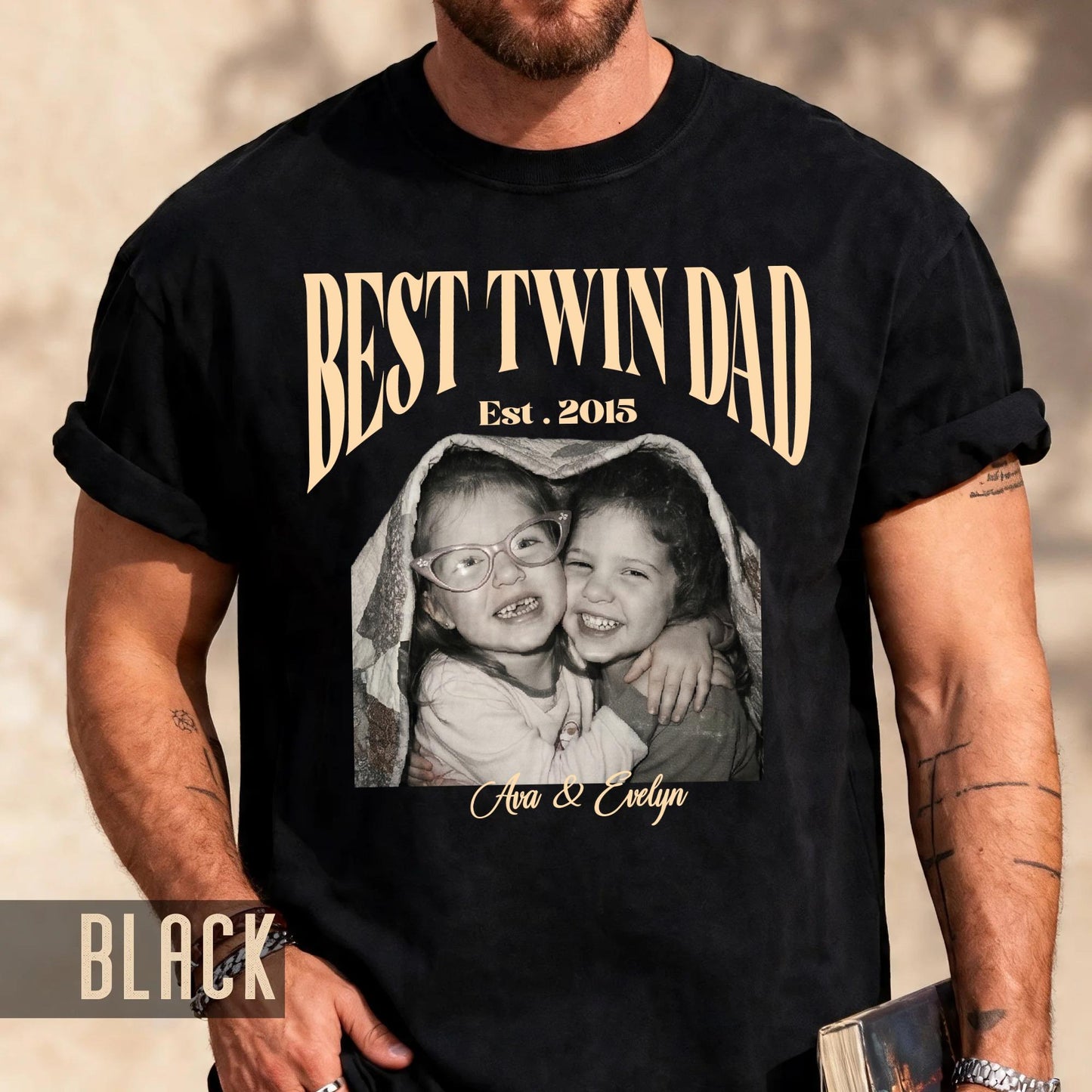 Twin Photo Dad Shirt, New Twin Father Gift, First Time Daddy Tee