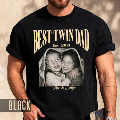 Twin Photo Dad Shirt, New Twin Father Gift, First Time Daddy Tee