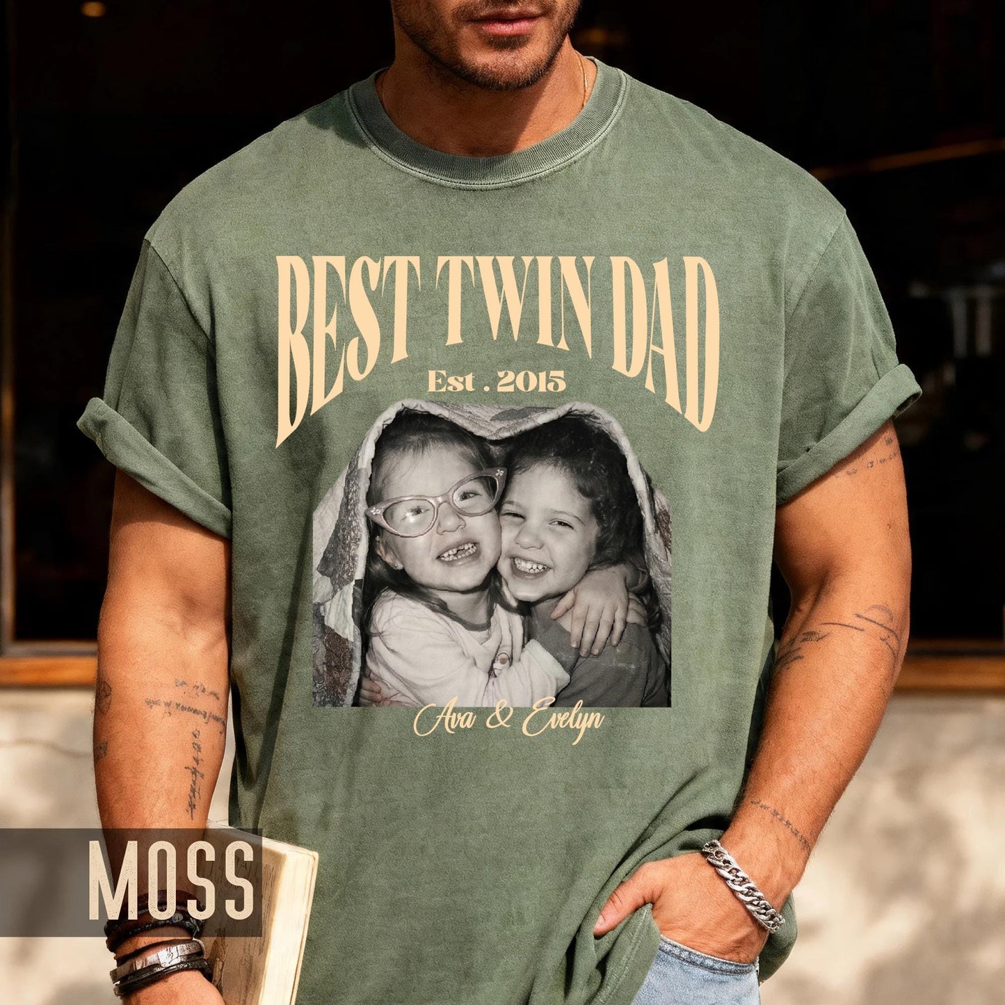 Twin Photo Dad Shirt, New Twin Father Gift, First Time Daddy Tee