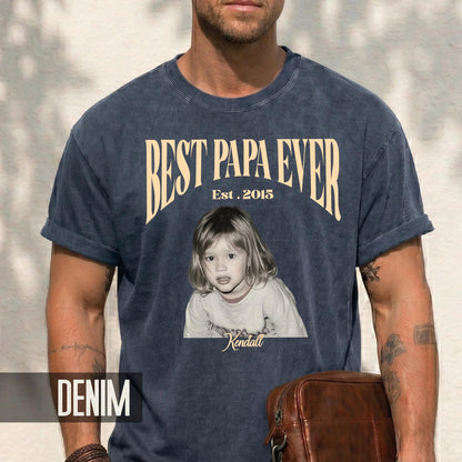 Best Papa Ever Shirt - Custom Fathers Day Gift with Kids Pictures for Grandpa