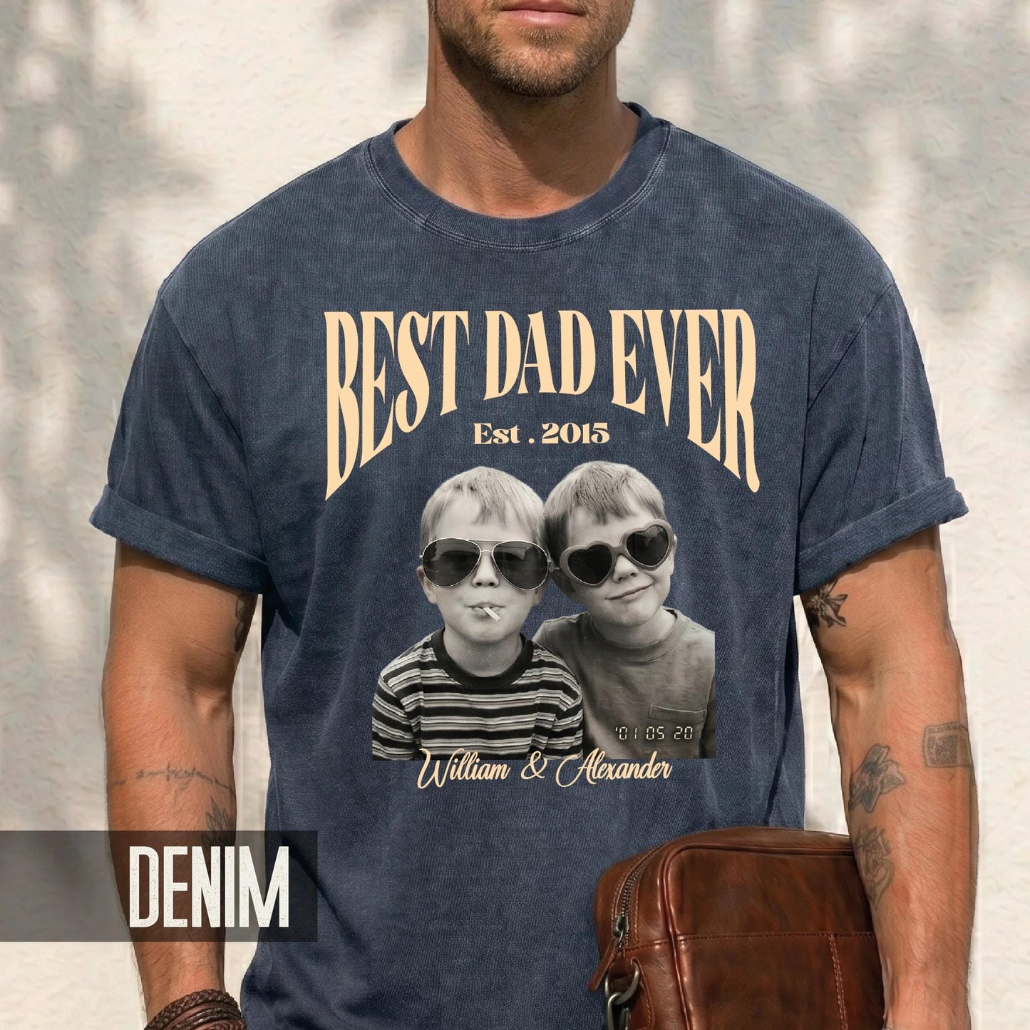 Custom Photo Dad Shirt, Fathers Day Shirt With Kids Pictures, Best Dad Ever Shirt