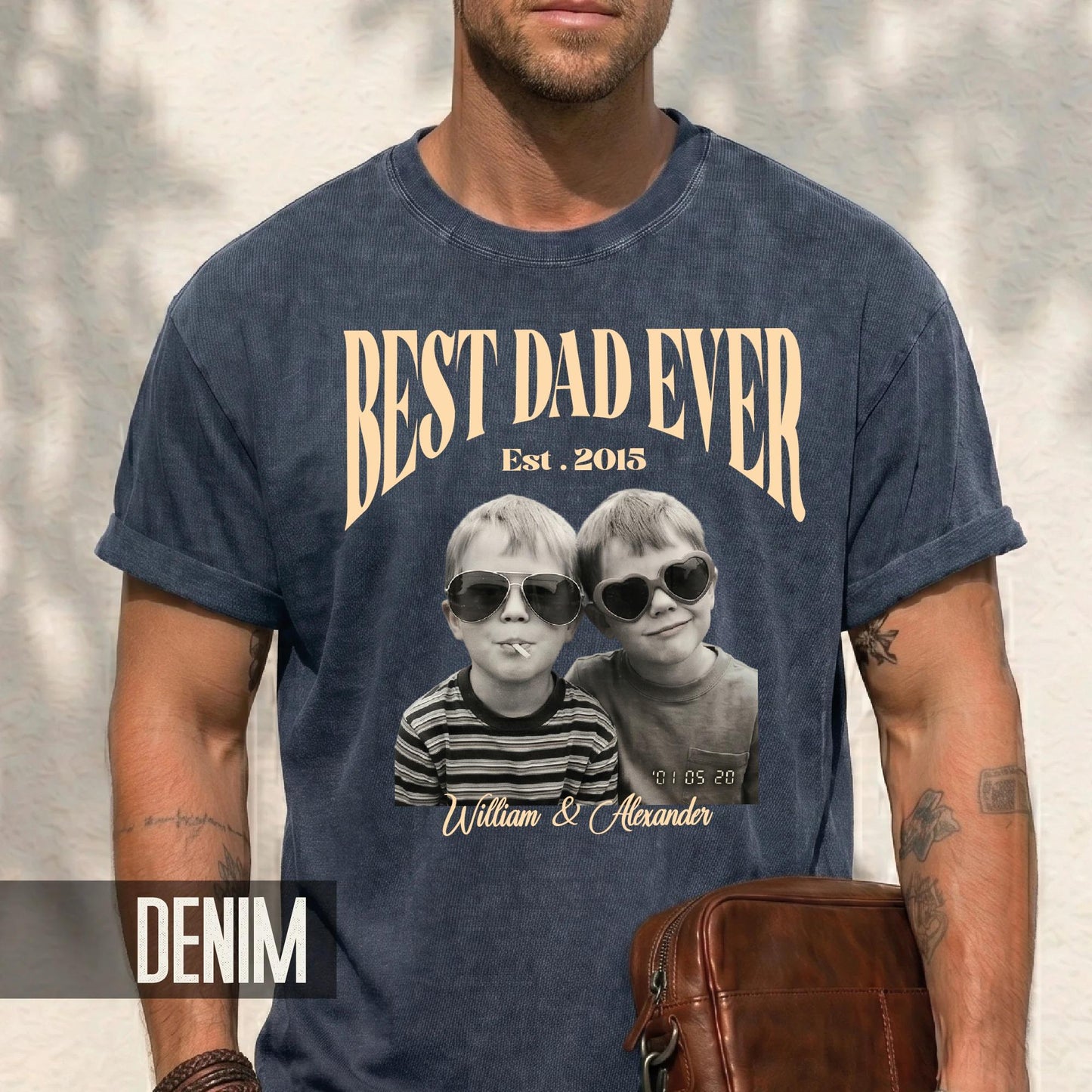 Custom Dad Vintage Photo Shirt, Fathers Day Shirt With Kids Pictures, Best Dad Ever Shirt