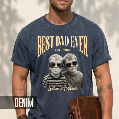 Custom Dad Vintage Photo Shirt, Fathers Day Shirt With Kids Pictures, Best Dad Ever Shirt