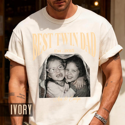 Twin Photo Dad Shirt, New Twin Father Gift, First Time Daddy Tee