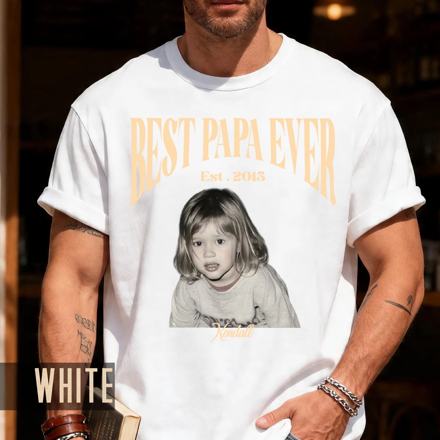 Best Papa Ever Shirt - Custom Fathers Day Gift with Kids Pictures for Grandpa