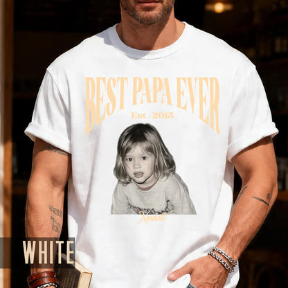 Best Papa Ever Shirt - Custom Fathers Day Gift with Kids Pictures for Grandpa