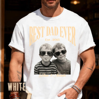 Custom Dad Vintage Photo Shirt, Fathers Day Shirt With Kids Pictures, Best Dad Ever Shirt