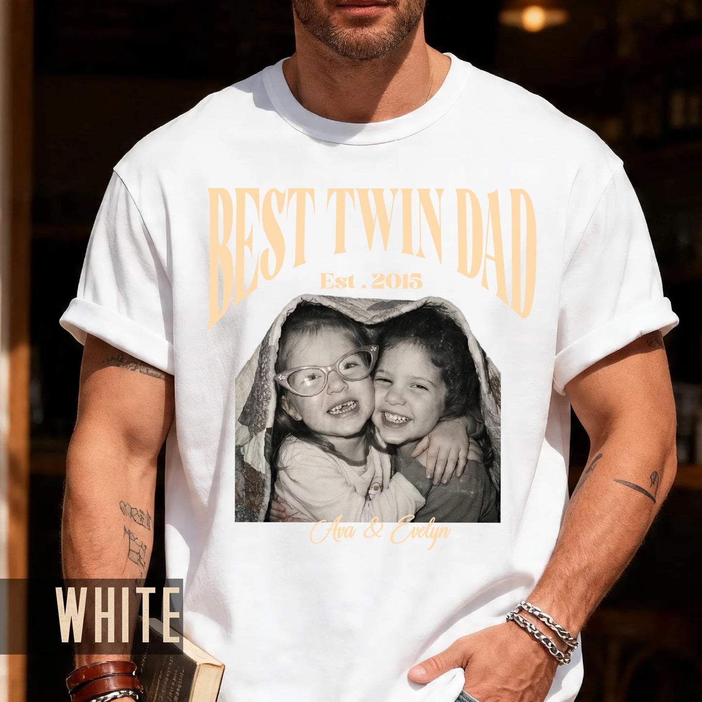 Twin Photo Dad Shirt, New Twin Father Gift, First Time Daddy Tee