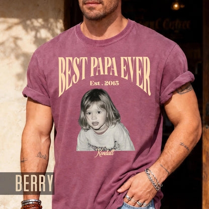 Best Papa Ever Shirt - Custom Fathers Day Gift with Kids Pictures for Grandpa