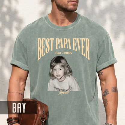 Best Papa Ever Shirt - Custom Fathers Day Gift with Kids Pictures for Grandpa