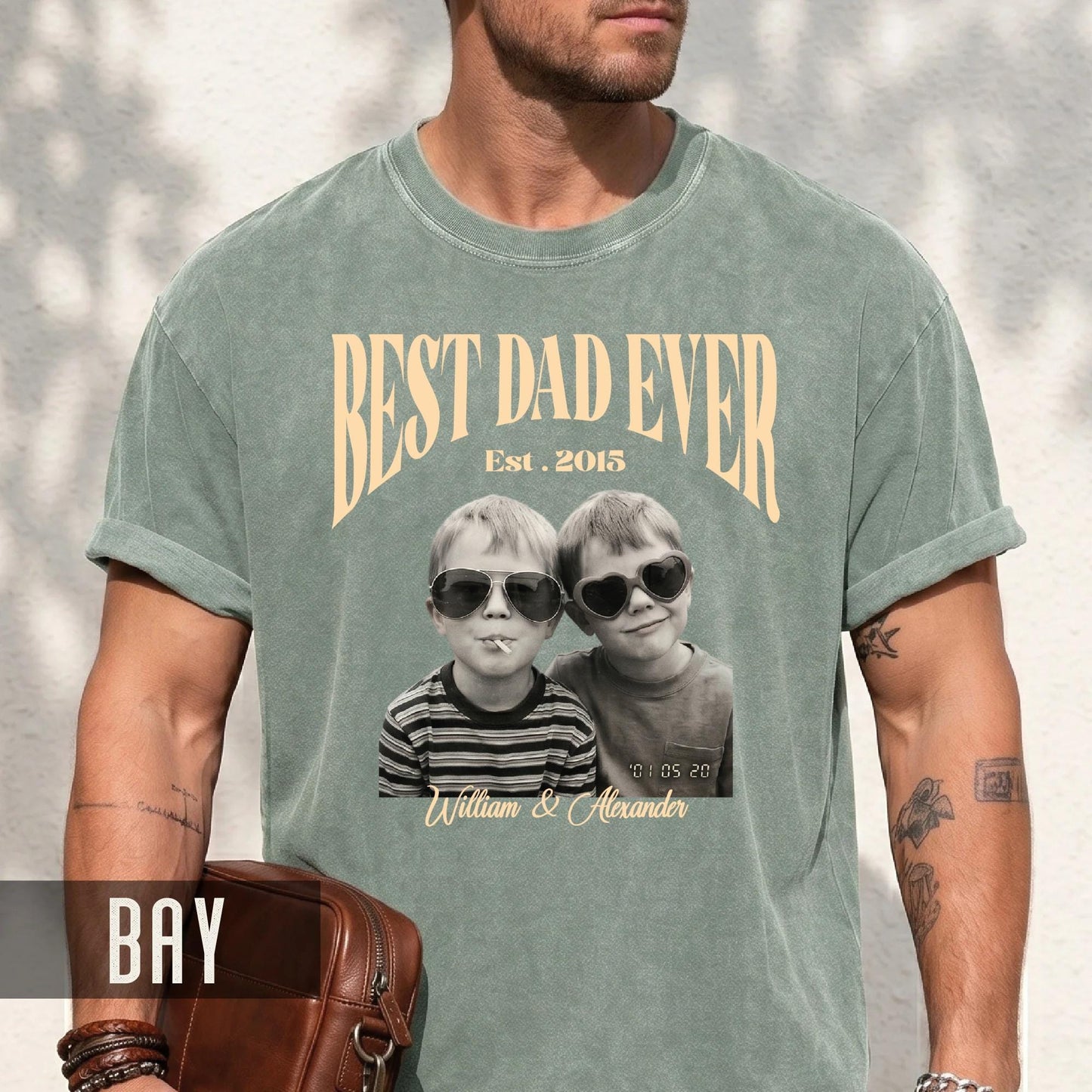Custom Photo Dad Shirt, Fathers Day Shirt With Kids Pictures, Best Dad Ever Shirt
