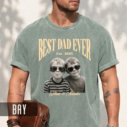 Custom Dad Vintage Photo Shirt, Fathers Day Shirt With Kids Pictures, Best Dad Ever Shirt